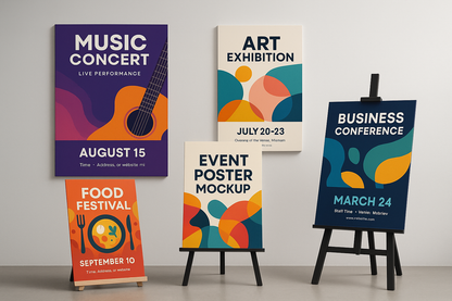 multiple event posters mockup